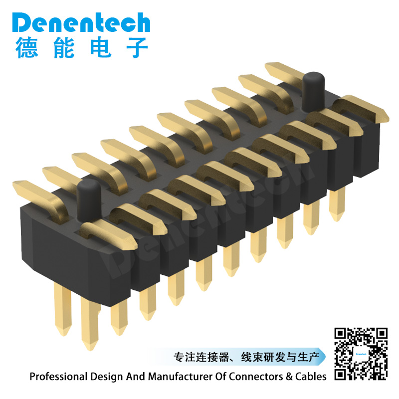 Denentech  1.0mm pin header dual row straight SMT with peg